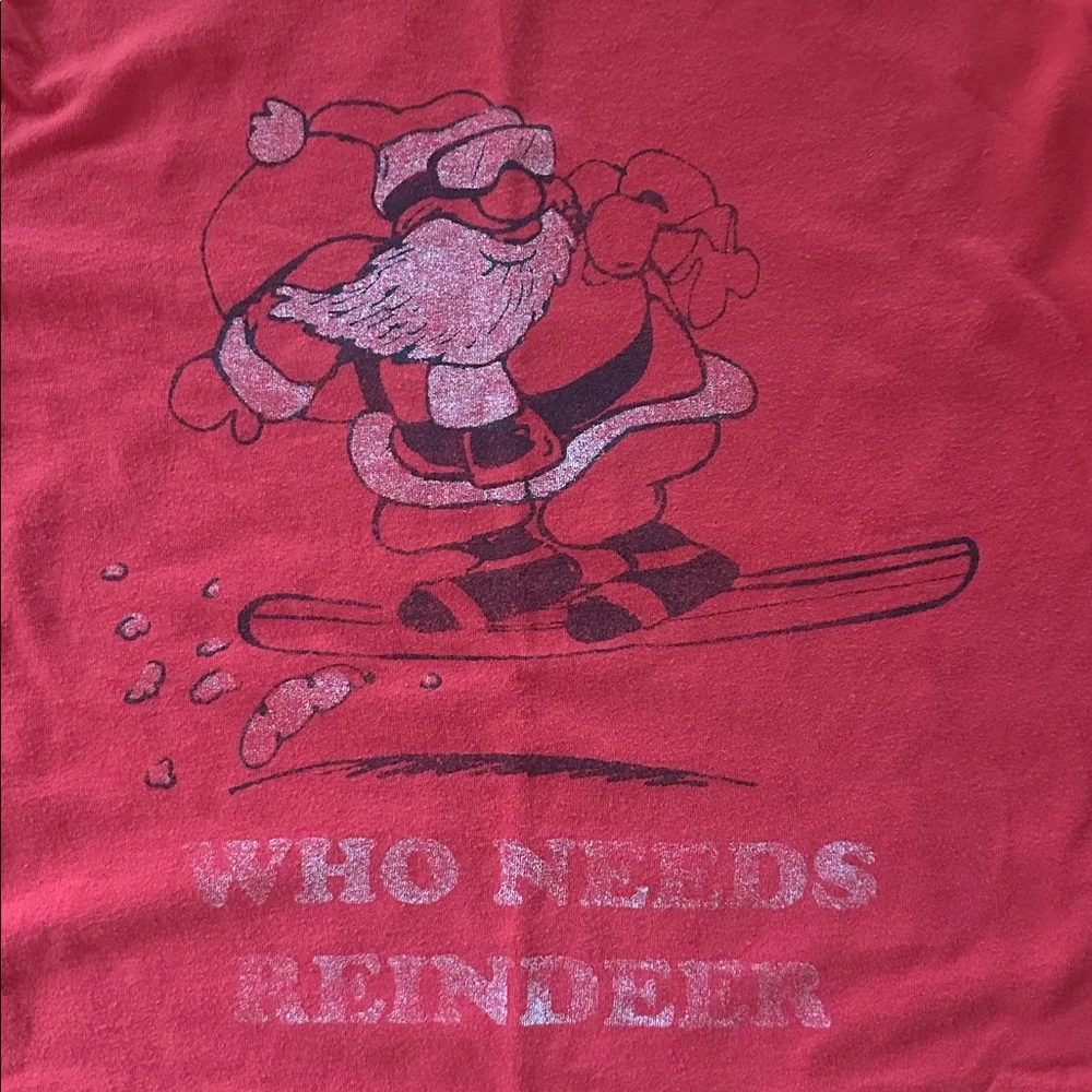 🎅🏻 GAP KIDS Red Long sleeved tee shirt Santa who needs reindeer size large VGUC